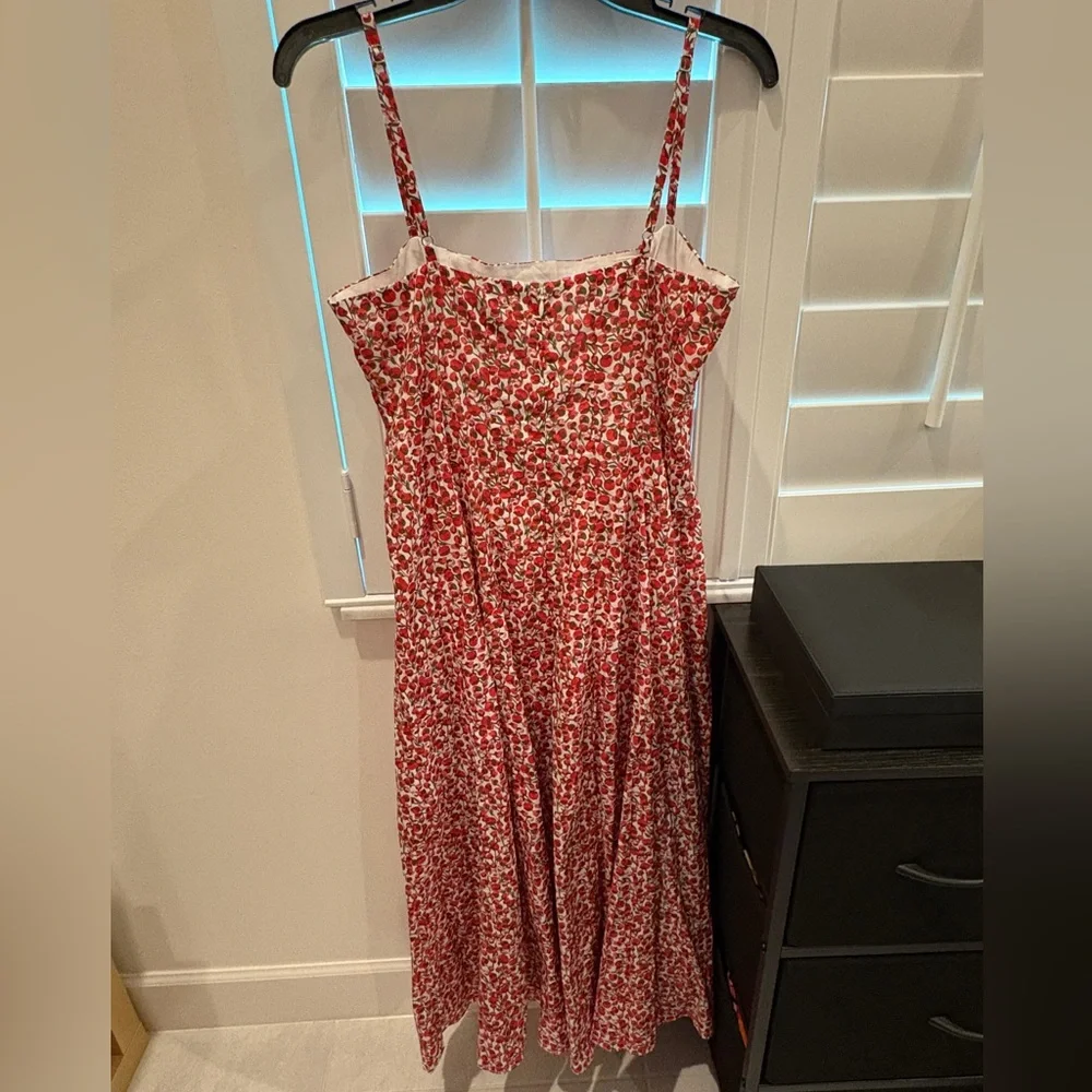 NWT J.Crew Seamed Flare Midi Dress in Liberty® Eliza's Red Fabric Size 6